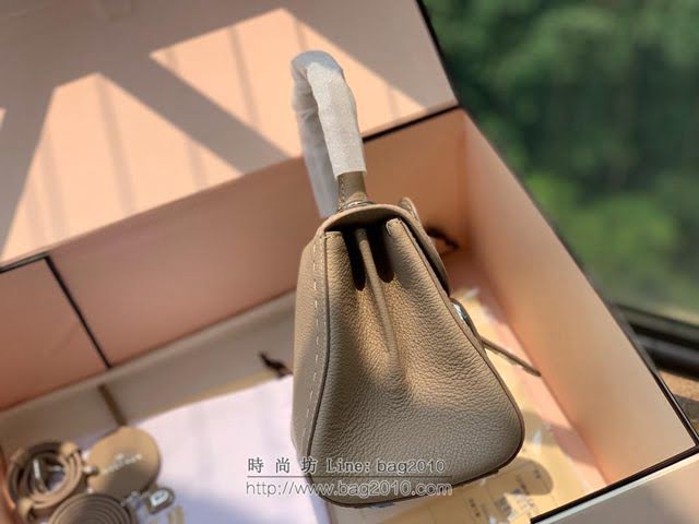 DELVAUX女包 德爾沃比利時單肩包 純手工蜜蠟縫線 德爾沃女手提包 女手拎包 DF0020手縫淺灰 Delvaux斜挎包  fcs1394